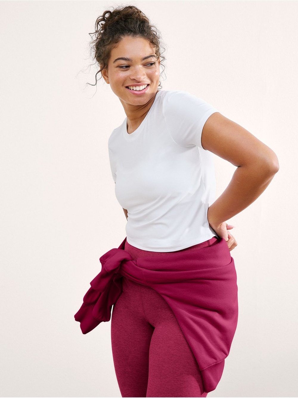 Beyond Yoga Featherweight Cropped Tee XS BNWT white Soft White Crewneck Tee
